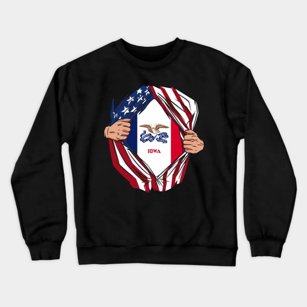 USA American Grown Iowa Flag Crewneck Sweatshirt by tobzz